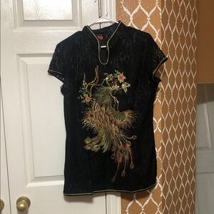 Chic Black Embroidered Women's Blouse